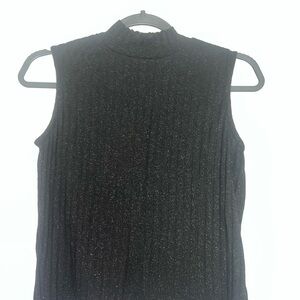 Sleeveless Black Ribbed Blouse